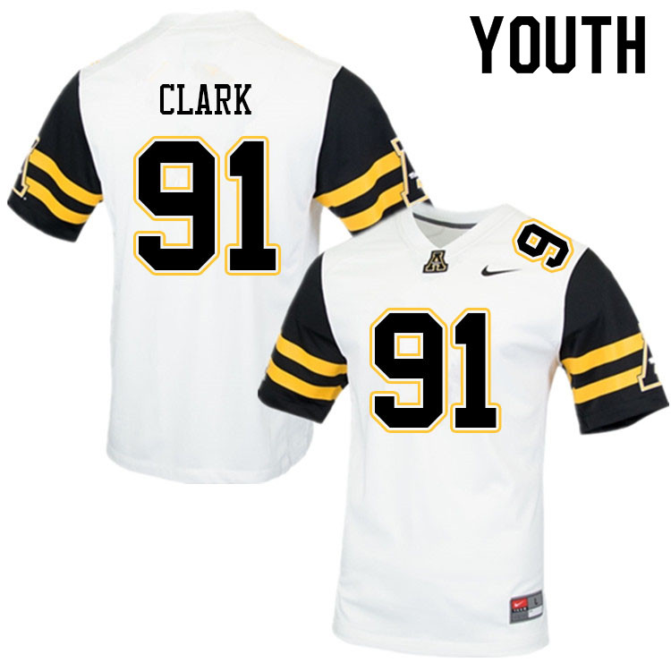 Youth #91 Markus Clark Appalachian State Mountaineers College Football Jerseys Sale-White - Click Image to Close